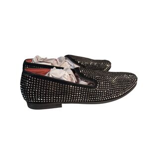 Steve Madden Caviarr Black Rhinestone‎ Studded Smoking Loafer Slipper Men Sz 13